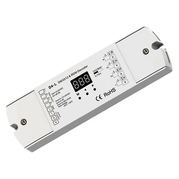 

4 channel RDM DMX512 decoder D4-L DC12V 24V 20.5A 4CH*5A PWM constant voltage DMX512 LED Controller for RGB RGBW LED Strip