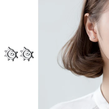 

Mocanie Mini Lovely Hollow Out Sun Real 925 Sterling Silver Anti-Allergy Stud Earring for Women Kids Tiny Ear Pin Fine Jewelry