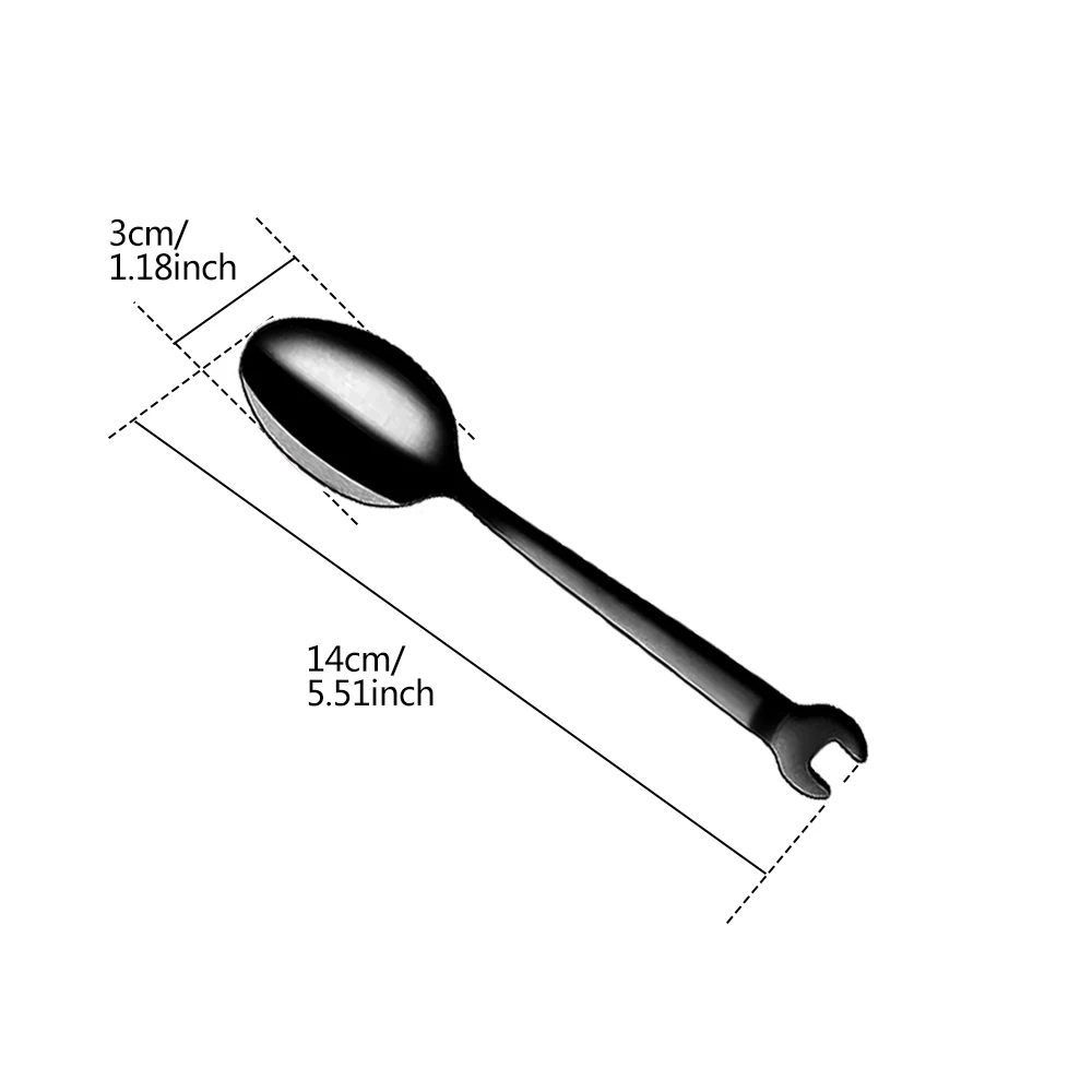 Plating Stainless Steel Tableware Steak Knife Dinner Fruit Dessert Long Fork Tea Spoon Creative Wrench shape Stainless Steel Spoon Fruit Fork Expandable Fork Silverware Set Silicone Fork Silicone Cooking Fork