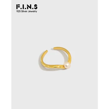 

F.I.N.S 1pc Stackable Female 925 Sterling Silver Freshwater Pearl Irregular Ear Clip without Piercing Prevent Allergy Jewelry