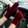 Fashion Show Elastic Flannel Driving Mittens Women's Gold Velvet Thin Winter Warm Outdoor Sports Fitness Cycling Gloves ► Photo 1/6