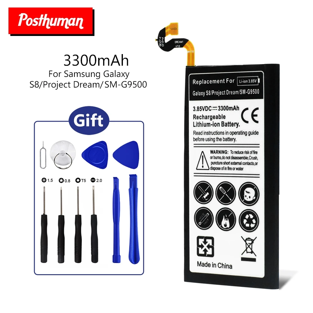 3300mAh Mobile Phone Li-Po Battery for Samsung Galaxy S8 SM-G9500 G9508 G950A G950T G950V G950S G950U G950F +Tools | Мобильные