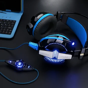 

Gaming Headset USB Surround Stereo PC Gaming Headset Headphones with Mic Enhanced Bass LED Light for Computer PC Vibration Mode