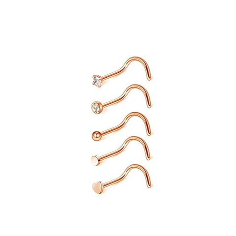 Nose Piercing Ring Nose Nails Piercing Crystal Nose Stud Pack 20G L Shape Nose Rings Set Heart Nostril Cruve L Shape