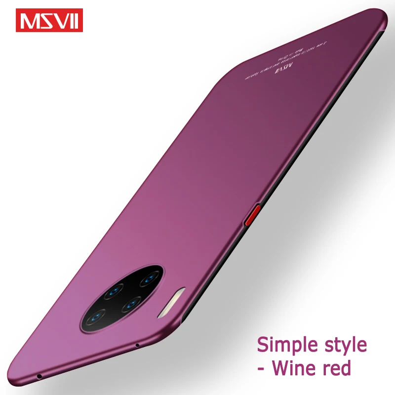 Mate 30 Чехол MSVII матовый чехол для huawei mate 30 Pro чехол mate 30 Lite Жесткий PC чехол для huawei mate 20 Pro Lite X чехол для телефона s - Цвет: Simple wine red