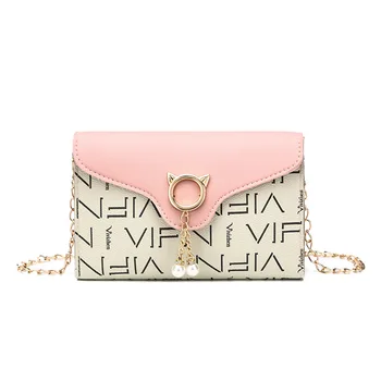 

2020 New Style Printed Chain Sweet Lady Square Sling Bag Fashion Women's One-Shoulder Messenger Phone Coin Purse #15