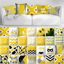Funda de Almohada amarilla con hoja de piña, funda de cojín para cintura y sofá para decoración del hogar 2019