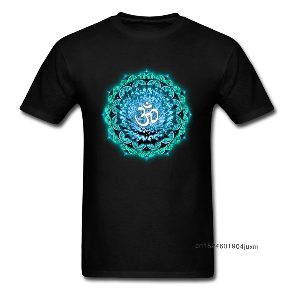 Мужская футболка с 3D принтом мандалы черная или синяя хлопковая Приталенная