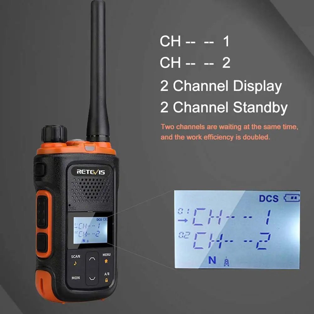 Retevis Walkie Talkie Long Range Mini Two-way FM Radio RB627B Walkie ...
