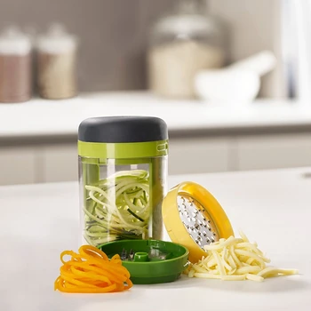 

3 in 1 Spiral Rotating Cut Silk Cup Garlic Press Vegetable Grater Home Kitchen Tool Accessories Chopper Cutter Gadget