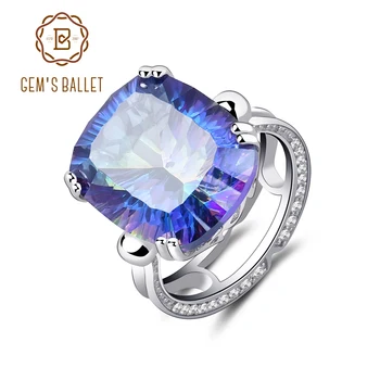 18.42Ct Bluish Mystic Quartz 925 Sterling Silver Ring