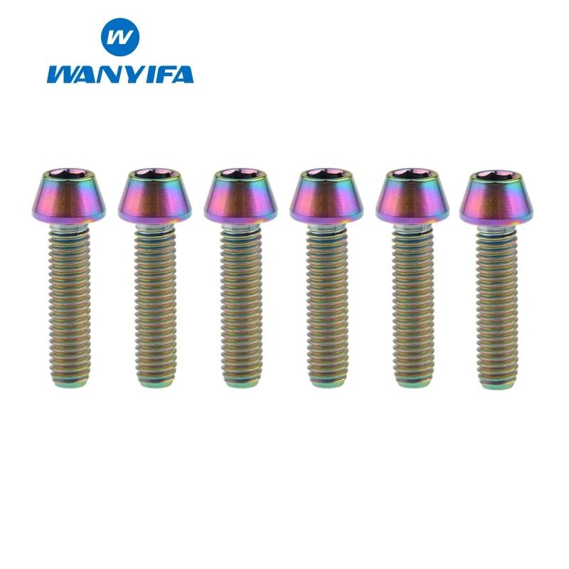 M5x20 Rainbow Wanyifa 6 шт. шестигранный ключ конусности головки винт с титановым болтом M5x9 15, 16, 18, 20, 25 30 35, 40 45 50 55 60 мм для велосипеда шток подседельного штыря - Цвет: M5x20 Rainbow