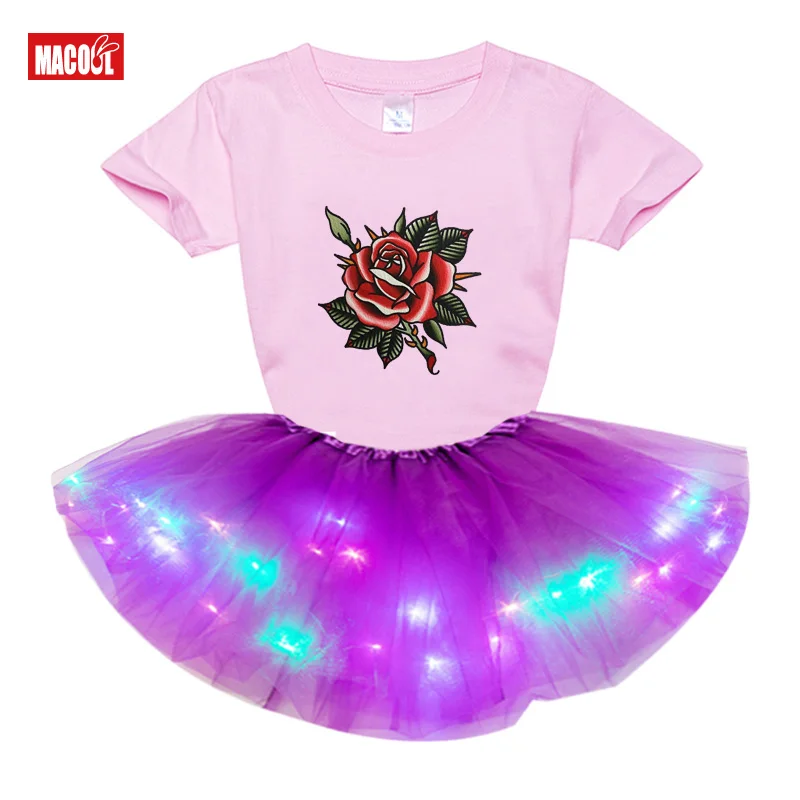 girls clothing sets Princess little Girl Set Summer Birthday party dress 2pc Light Tutu Dress+t Shirt Costume a birthday present newborn baby clothes set girl Clothing Sets