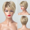 EASIHAIR Blonde Ombre Short Wigs Synthetic Hair Wigs for Women Natural Futura Hair With Bangs Daily Wigs Heat Resistant ► Photo 3/6