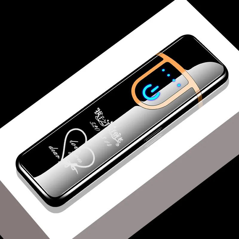 Новая Металлическая USB Зажигалка Мини сенсорные электрические зажигалки для сигарет ветрозащитная электронная перезаряжаемая Зажигалка гаджеты для мужчин - Цвет: love