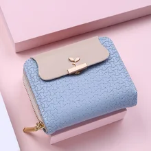 

New Fashion Leaf Women Wallet Zipper Large Capacity Clutch Bag Brand Designed Leather Mini Small Coin Purse Female Card Holder