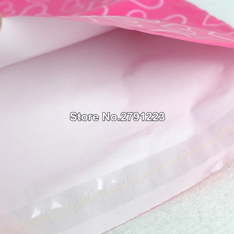 50 шт./лот, Курьерская сумка, матовая, розовая, с узором в виде сердца, самоклеющаяся сумка, матовый материал, конверт, почтовые пакеты