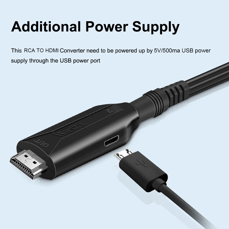 1080P RCA AV-HDMI 호환 복합 어댑터 컨버터 AV2HDMI 어댑터, TV PS3 PS4 PC DVD Xbox 프로젝터용, MICR 케이블 포함