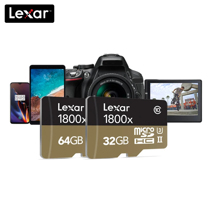 Lexar 1800x Micro SD карта 32 Гб класс 10 64 ГБ micro SDHC/SDXC tf карта памяти UHS-II для дрона спортивная видеокамера/БПЛА