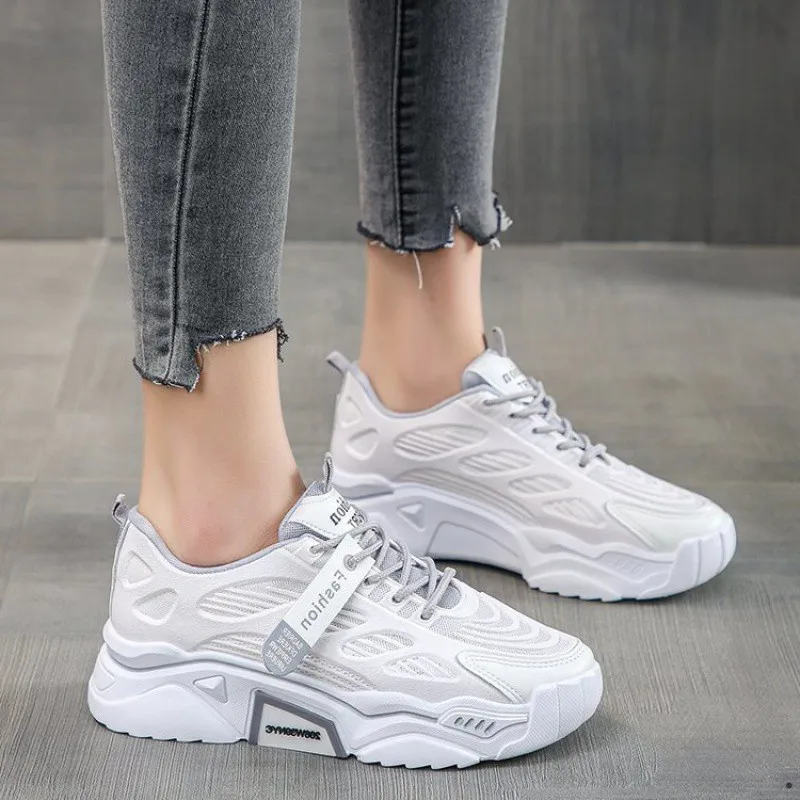 2021 Spring and Autumn Thick-soled Old Shoes Women's Trendy New Casual Korean Style Breathable Net Red Fashion Sneakers Women