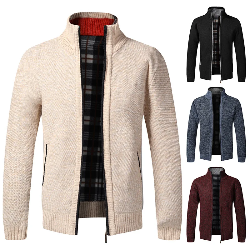 Tasa de descuento Chaqueta de otoño e invierno para hombre, abrigo masculino de estilo informal, Color sólido, con cuello levantado y cremallera, forro polar grueso Delgado Lnwy3QQWz3V