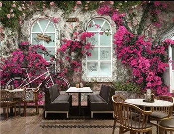 

Papel De Parede Flores 3d Wallpaper Flower Door Bike Background for Restaurant Bedroom Wallcovering for Walls 3 D Flower Murals