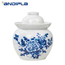 Цзиндэчжэнь синий и белый керамические банки для солений утолщаются герметичный резервуар для хранения ночные пятна Чили маринованный овощ капусты контейнер