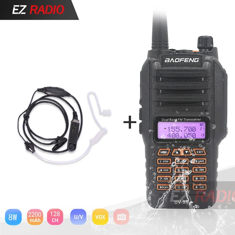 Add Acoustic Headset Baofeng UV-9R водонепроницаемый двухдиапазонный 136-174/400-520 МГц радиоприемник UV 9R Baofeng 8 Вт рация 10 км для Каяка UV-XR UV-9R Plus - Цвет: Add Acoustic Headset