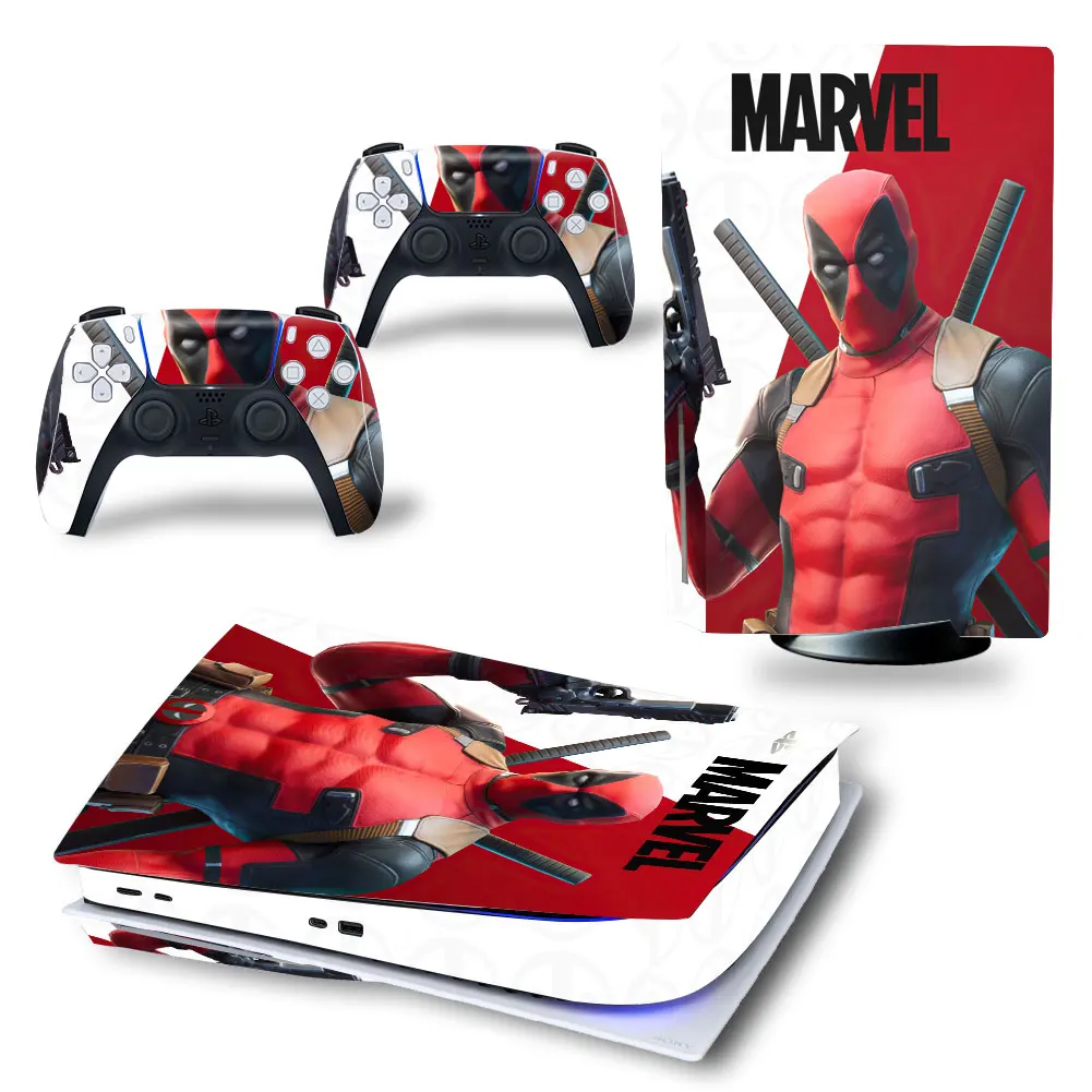 Marvel Iron Man PS5 Disk Skin Sticker Decal Cover for PlayStation 5 Console and 2 Controllers PS5 Disk Skin Sticker Vinyl 