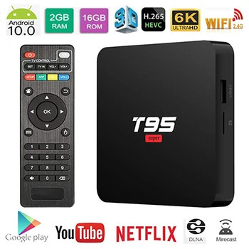 

T95 Super Smart TV Box Android 10.0 Allwinner H3 Quad-Core Support WiFi 3D 4K H.265 Netflix Youtube Media Player Set Top Box