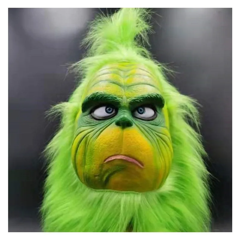 The Grinch косплей для взрослых натуральный латекс маска Аниме персонаж шоу на Хэллоуин реквизит Рождественские вечерние маска на все лицо