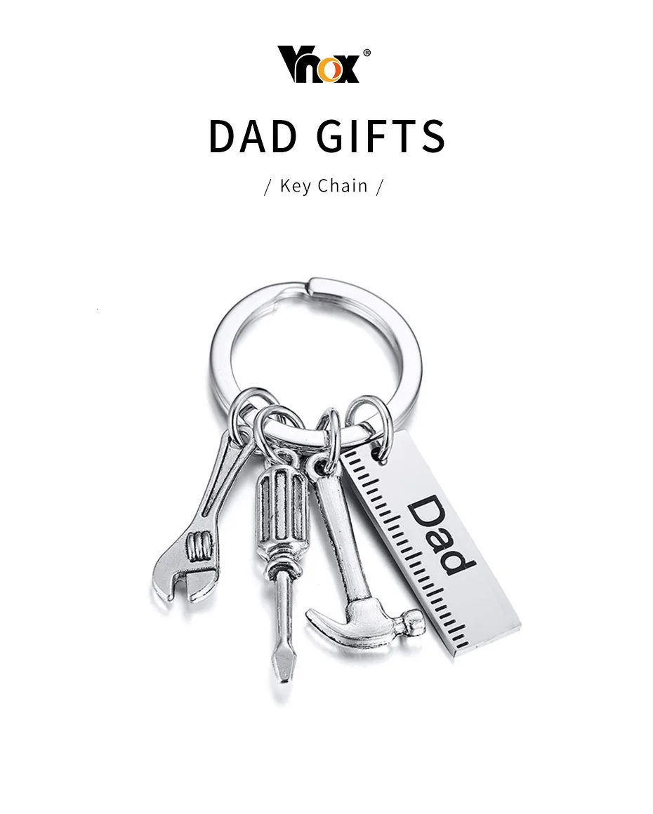 Vnox брелки для ключей с инструментами и надписью Love Dad Mom, серебряный брелок из нержавеющей стали, аксессуары для мужчин и женщин