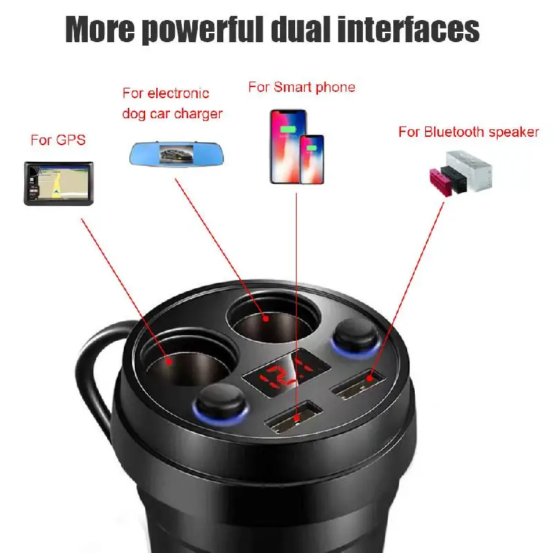 Автомобильное зарядное устройство 3.1A чашки быстрое гнездо питания адаптер