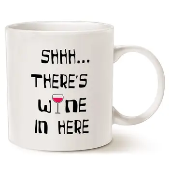 

Funny Christmas Gifts Coffee Mug, Shhh. There's Wine in Here Unique Friend and Family Gifts Cup White, 11 Oz