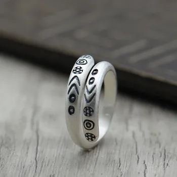

Thai Silver Jewelry Personality Retro Jane Su Silver Ring Ring S990 Sterling Silver National Wind Men Women Ring