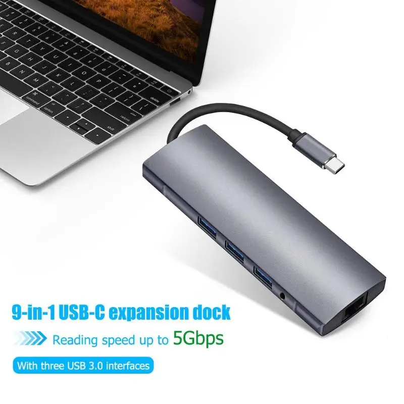 ALLOYSEED USB C концентратор типа C для мульти USB 3,0 HDMI RJ45 AUX SD адаптер док-станция для MacBook аксессуары USB-C тип-c 3,0 сплиттер концентратор