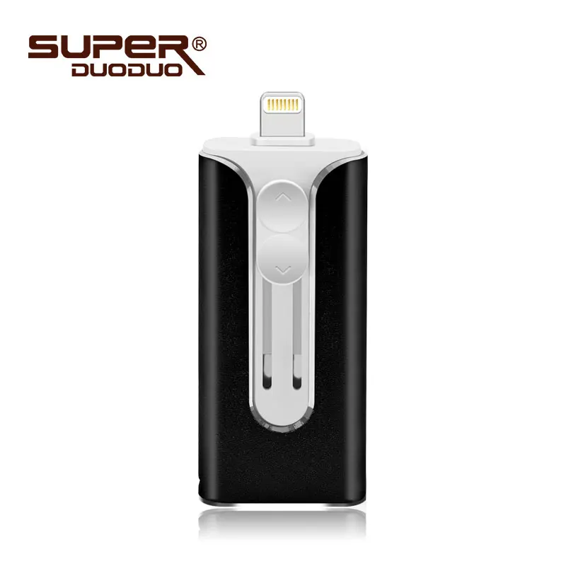 OTG USB флеш-накопитель Usb 3,0 флеш-накопитель для iPhone/iPAD/Android смартфонов/планшетов/ПК 8 ГБ 16 ГБ 32 ГБ 64 Гб 128 ГБ флешка - Цвет: black
