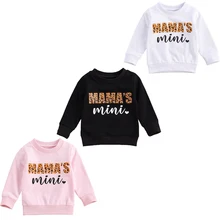 Sudadera con estampado de letras para niños recién nacidos, jersey con estampado de leopardo, Tops informales de manga larga para Otoño e Invierno