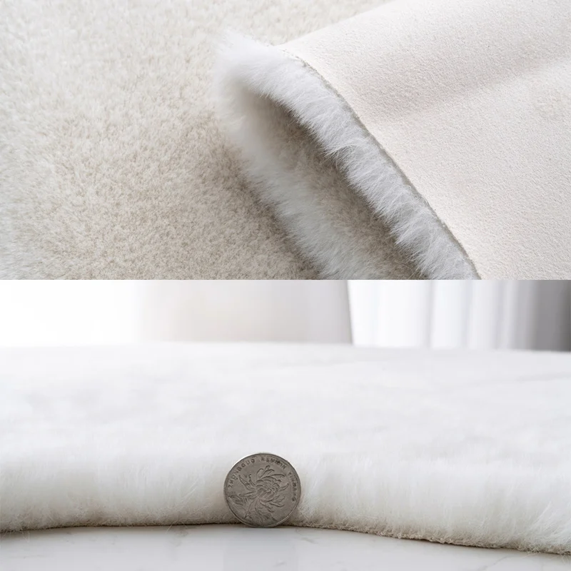 Furry Fur Carpet Bedroom Living Room Modern Soft Fluffy Rabbit Hair Plush Bedside Floor Mat Decoration Washable Kids Rug