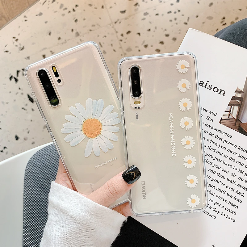 

Fashion Daisy Flower Phone Case for Huawei P40 P30 P20 Lite Mate 30 Pro 20 P smart Nova 5t for Honor 20 10 8X 9X 7A 8a V20 Cover