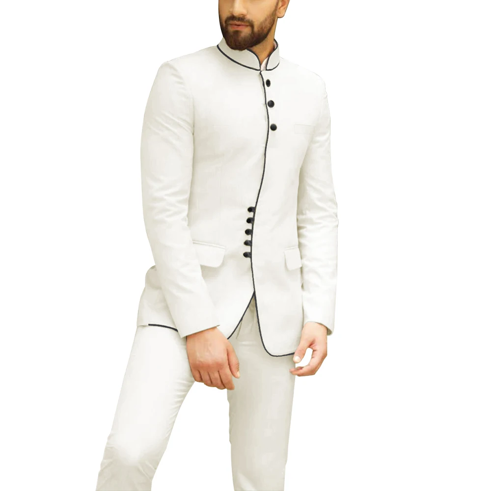 Мужской костюм с воротником-стойкой комплект из 2 предметов деловое скромное