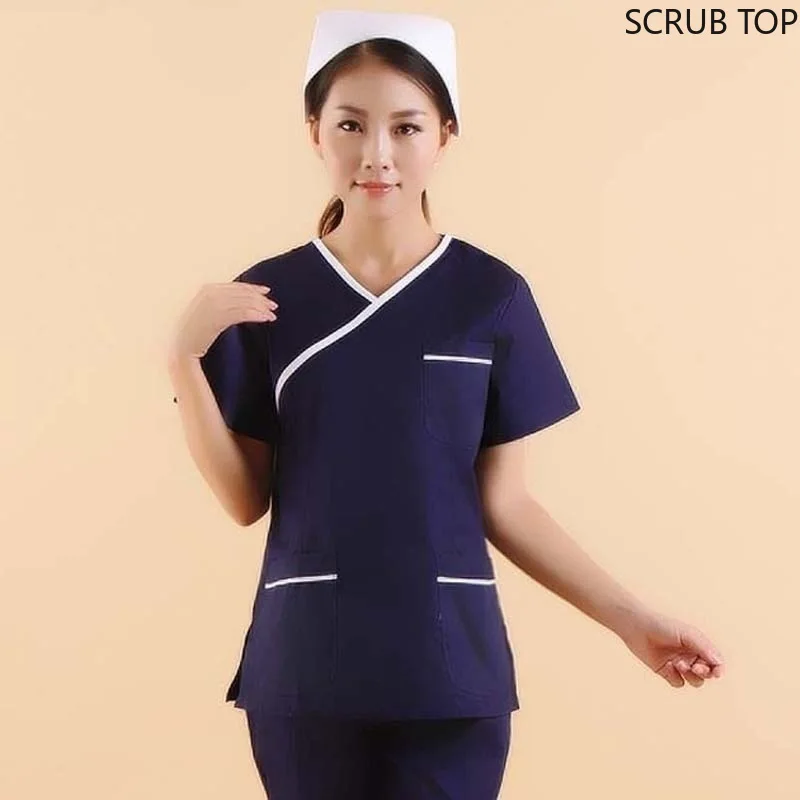 Preise Women s Fashion Scrub Top Color Blocking Design Medical Uniforms Nursing Uniforms Short Sleeved V neck Top( Just A Top)