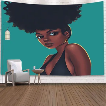 

African Woman Printing Tapestry Wall Hanging Living Room Sofa Background Characters Hanging Cloth Decoration Beach Towel Blanket