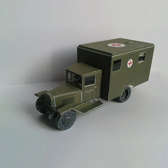 1:43, советская Zis-44, Боевая машина скорой помощи, 3D бумажная модель, военная модель грузовика, литая под давлением, ручные игрушки для детей и взрослых, 14x5x6 см