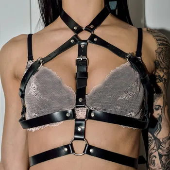

WKY Leather Harness Sexy Lingerie Women Fetish Wear Body Bondage Suspenders Belts Punk Gothic Underwear Harajuku Waist Harness