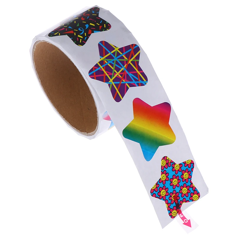 One Roll Children Stationery Stickers Tape Creative School Reward Cute Pentagram Sticker Kids Gift Toy Stickers 100pcs 3.8cm
