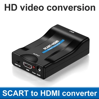 

1080P Scart To HDMI Converter Audio Video Adapter HDMI to SCART For HDTV Sky Box STB For Smartphone HD TV DVD，USB cable