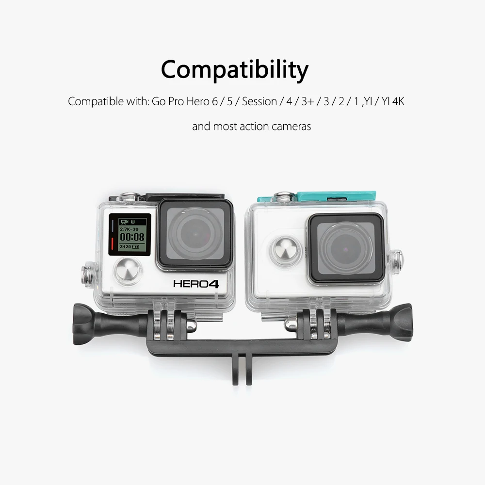 Vamson для Go pro аксессуары двойной кронштейн крепление моста Gopro Hero 8 7 6 5 4 DJI OSMO Yi 4K