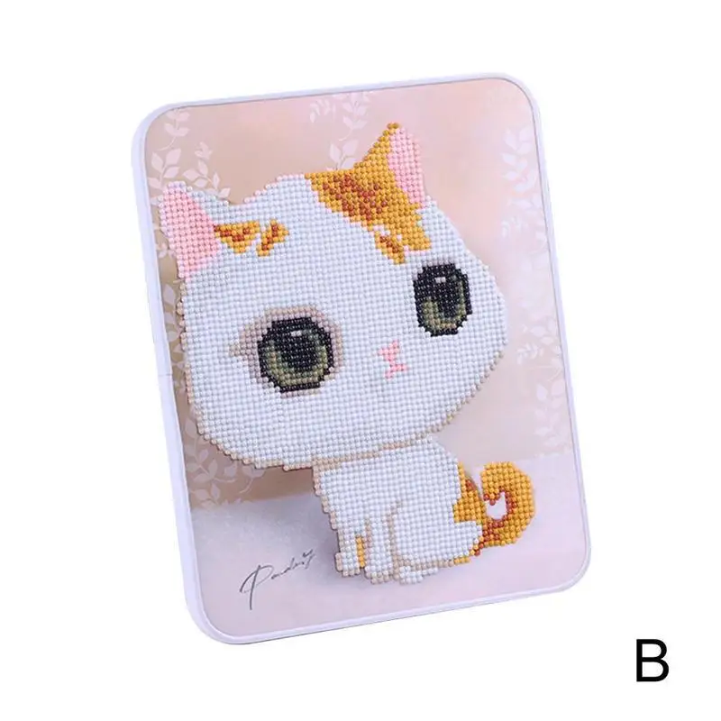 DIY Стразы, картина, игрушка, мультфильм, котенок, узор, смола, алмазная вышивка, сделай сам, развивающие игрушки, детский подарок - Цвет: B