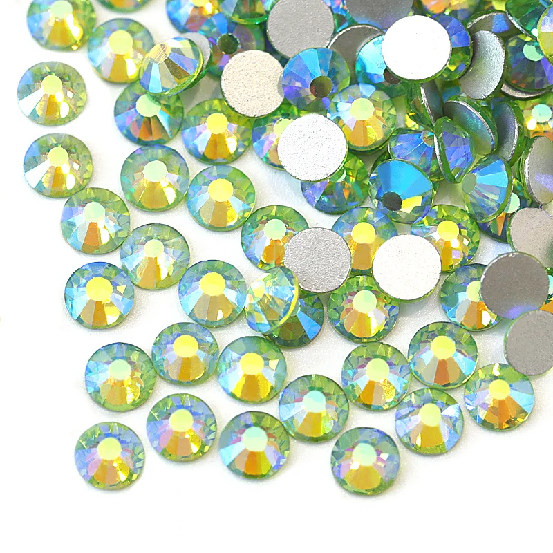 Все размеры светильник Peridot AB Non Hotfix Стразы s Glitter стеклянные стразы Crystal для